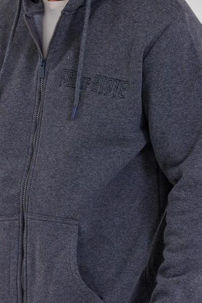 Age Of State Nakışlı Fermuarlı 3 İplik Sweatshirt Antrasit - 2