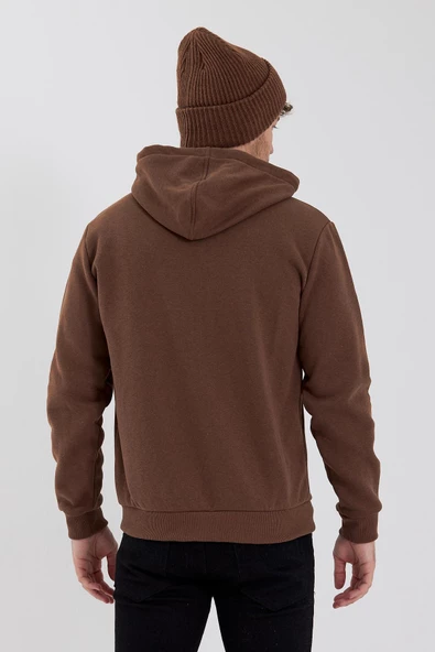 Age Of State Nakışlı Fermuarlı 3 İplik Sweatshirt Kahverengi - 10