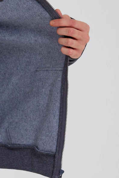 Age Of State Nakışlı Fermuarlı 3 İplik Sweatshirt Antrasit - 4