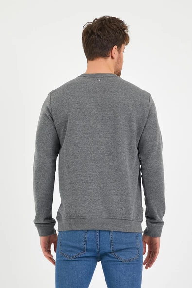Erkek 3 İplik Pamuklu Regular Fit Basic Bisiklet Yaka Sweatshirt - 5