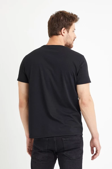 Erkek Bisiklet Yaka Regular Kalıp 5 li T-shirt Paket Siyah - 3