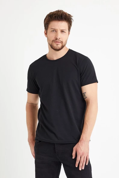 Erkek Bisiklet Yaka Regular Kalıp 5 li T-shirt Paket Siyah - 2