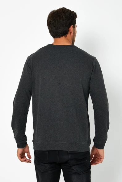 Erkek Baskılı Sweatshirt Antrasit - 8