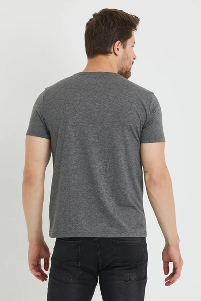 Erkek Baskılı T-shirt Antrasit - 9
