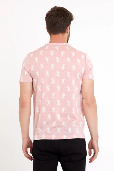 Erkek Jakarlı Basic T-shirt Pembe - 4