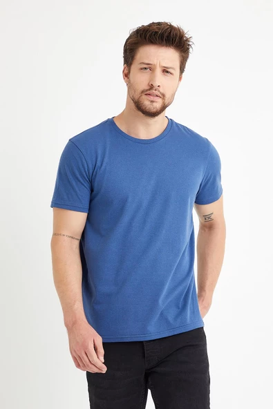 Erkek Siyah-Beyaz-Kırmızı-Mavi-İndigo 5'li Tişört Paketi - Resim 4