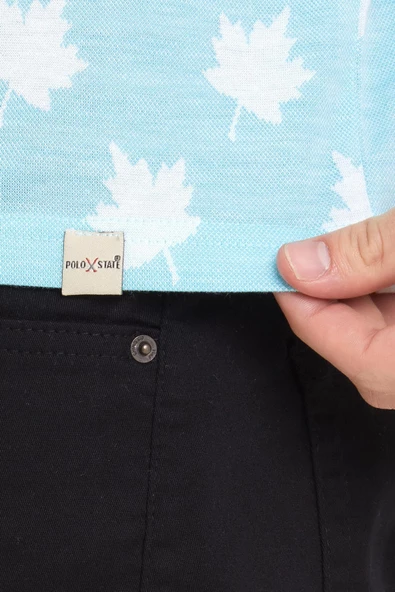 Erkek Jakarlı Basic T-shirt Mavi - 3