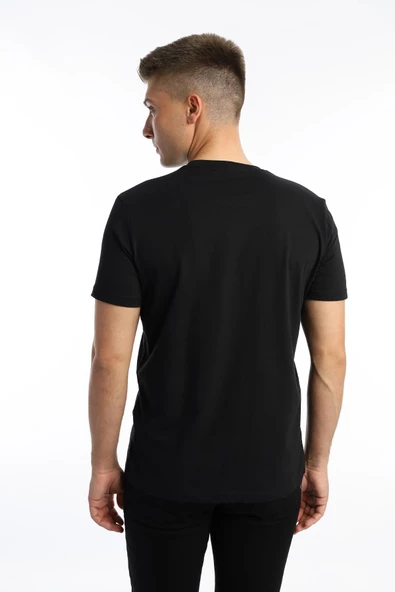 Erkek Golf Nakışlı Regular Fit Basic Tişört Siyah - 4