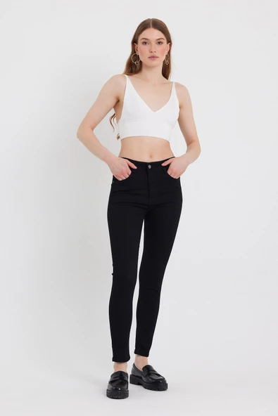 Kadın Gabardin Kumaş Pantolon Siyah - 8