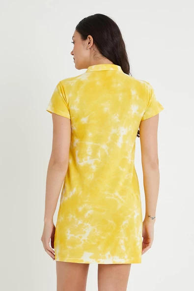 Kadın Batik Yıkamalı Elbise  Sarı - 4