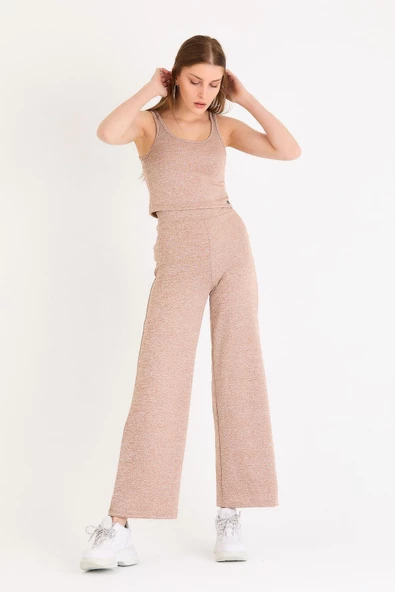 Kadın Askılı Crop Atlet Kum Rengi - Resim 8