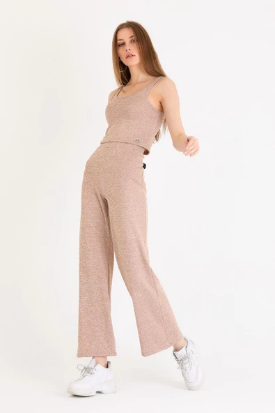 Kadın Askılı Crop Atlet Kum Rengi - Resim 7