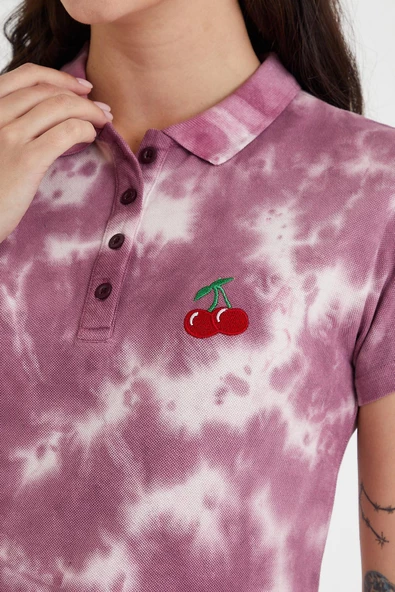 Kadın Batik Yıkamalı t-shirt  Mor - 9