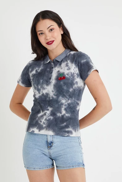 Kadın Batik Yıkamalı t-shirt  Siyah - 10