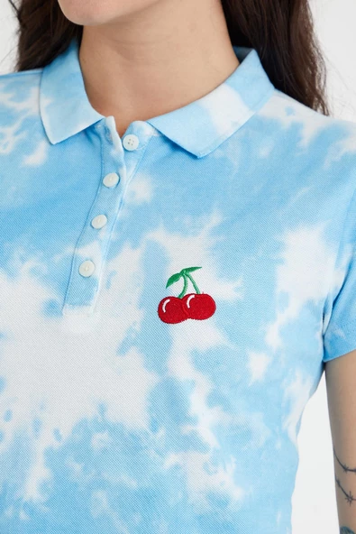 Kadın Batik Yıkamalı t-shirt  Mavi - 2
