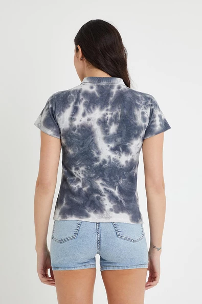 Kadın Batik Yıkamalı t-shirt  Siyah - 8