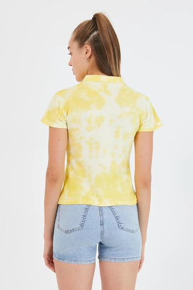Kadın Batik Yıkamalı t-shirt  Sarı - 12