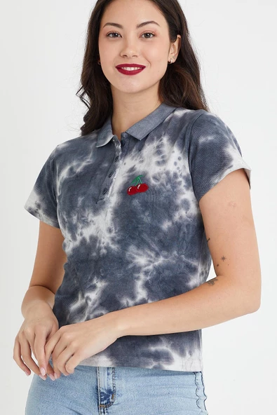 Kadın Batik Yıkamalı t-shirt  Siyah - 3