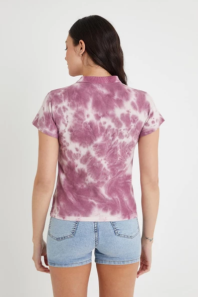 Kadın Batik Yıkamalı t-shirt  Mor - 8