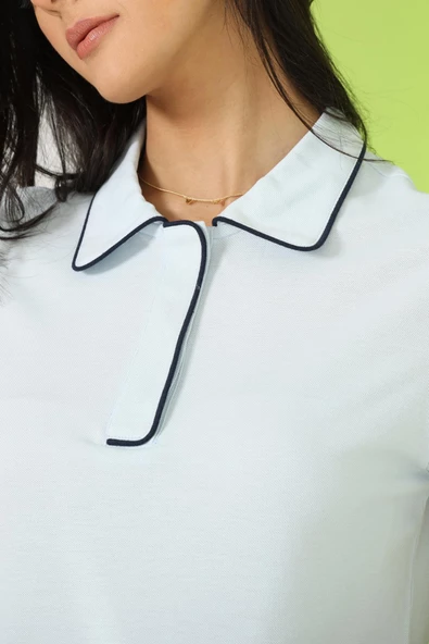 Kadın Polo Yaka T-Shirt Buz Mavi - 6