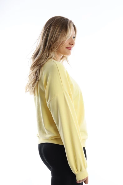 Kadın Polo State Baskılı 3 İplik Sweat Sarı - Resim 9