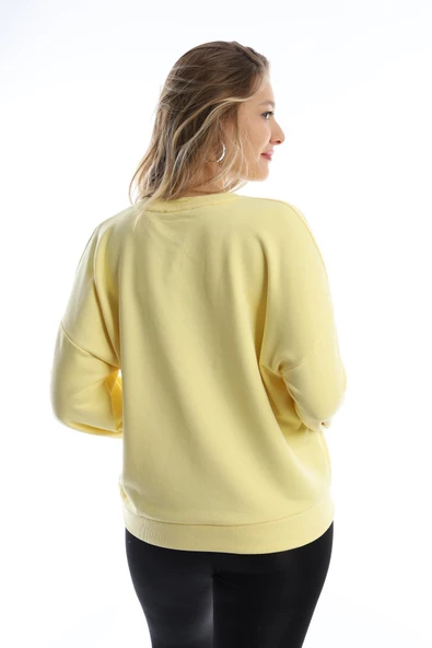 Kadın Polo State Baskılı 3 İplik Sweat Sarı - Resim 10