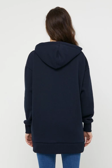 Ünisex Fermuarlı Sweatshirt  Lacivert - 8