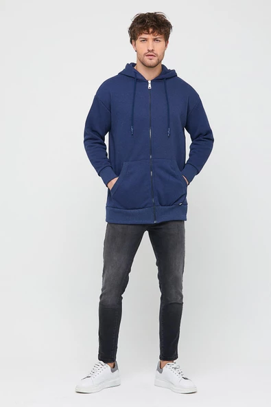 Ünisex Fermuarlı Sweatshirt  İndigo - 6