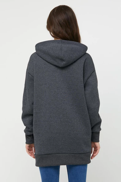Ünisex Fermuarlı Sweatshirt  Antrasit - 4