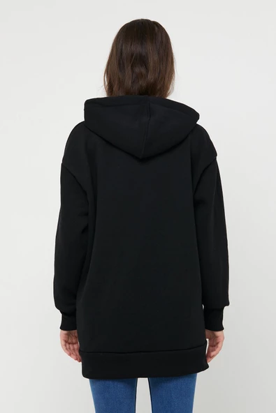 Ünisex Fermuarlı Sweatshirt  Siyah - 8