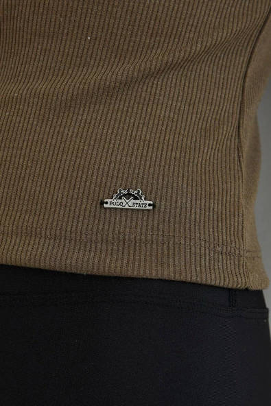Kadın Yarım Kol T-shirt Haki - 4
