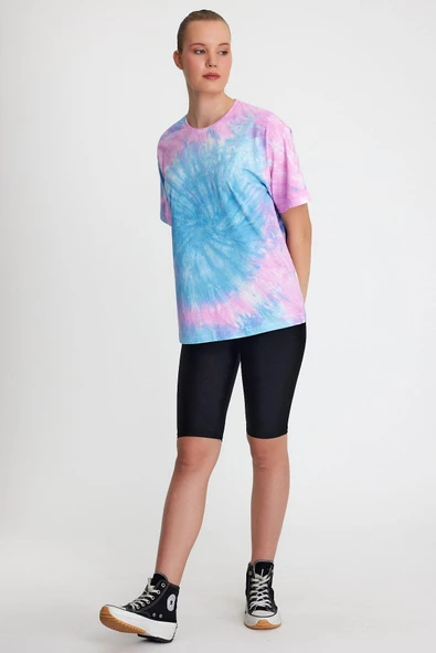 Kadın Batik Yıkamalı Oversize Mavi - Resim 11