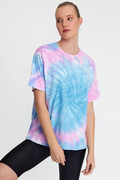 Kadın Batik Yıkamalı Oversize Mavi - Resim 9