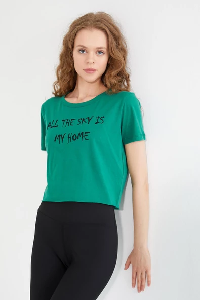 Kadın Baskılı T-shirt Yeşil ürün görseli 1