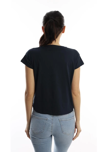 Kadın You Are So Lovely Baskılı Tişört Lacivert - Resim 5