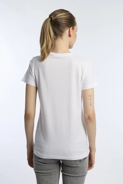 Kadın Hello Lovely Yazı Baskılı Tişört Beyaz - Resim 4