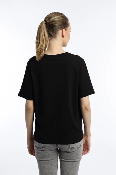 Kadın Art Atelier Baskılı Regular Fit Tişört Siyah - Resim 4