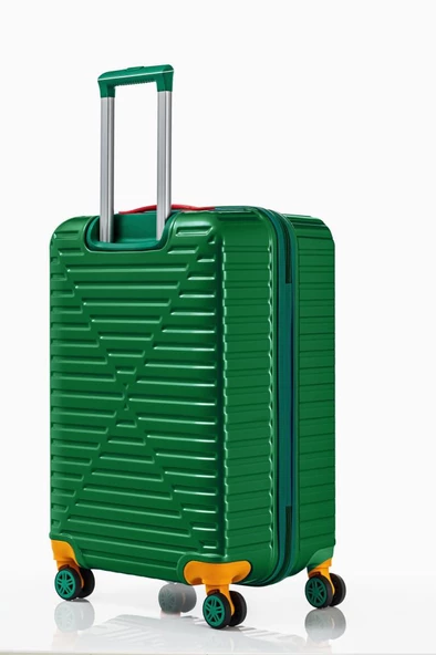 3'lü Valiz Seti %100 Polikarbon Valiz 4x2 Teker Yeşil 1088 - 10