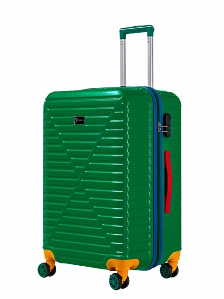 3'lü Valiz Seti %100 Polikarbon Valiz 4x2 Teker Yeşil 1088 - 9