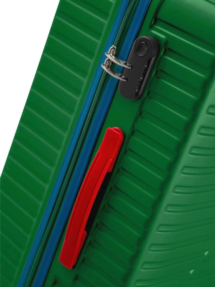 Orta Ve Kabin Boy 2'li Valiz Seti %100 Polikarbon Valiz 4x2 Teker Yeşil 1088 - Resim 7