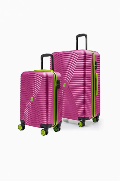 2'li Valiz Seti Büyük Boy - Kabin Boy Pembe 1169