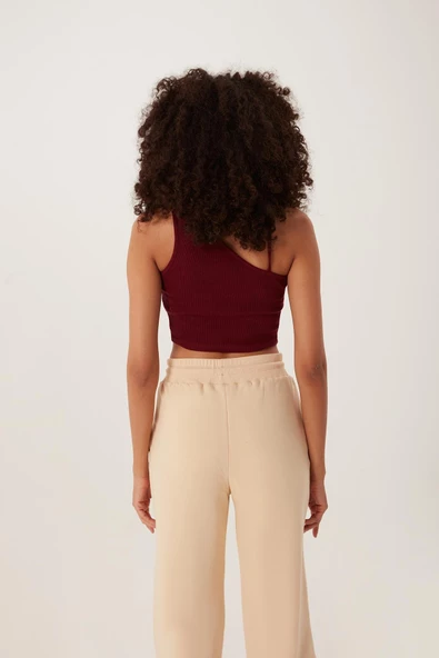 Kadın Askılı Crop Kaşkorse  Bordo - 3