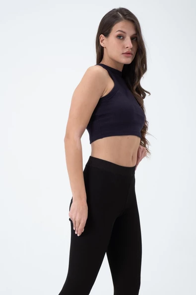 Kadın Kaşkorse Crop Atlet  Lacivert - 2