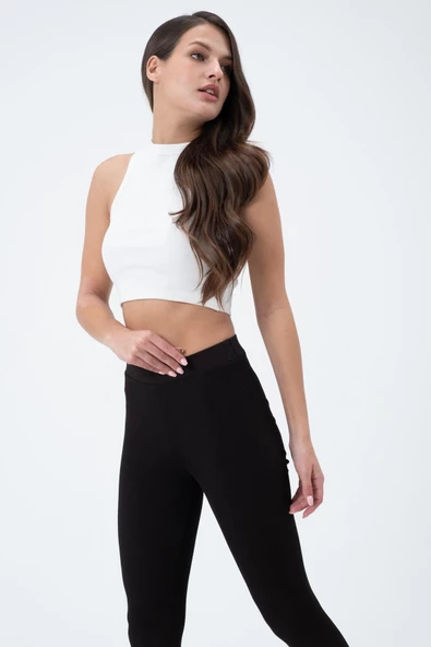 Kadın Kaşkorse Crop Atlet  Ekru - 2