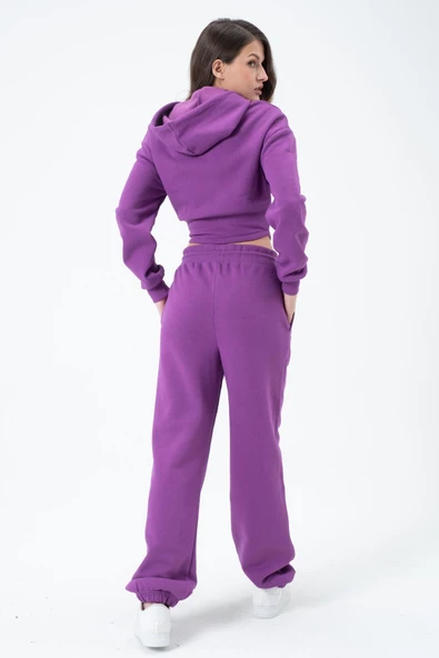 Kadın Korse Detaylı Sweatshirt Mor - 5