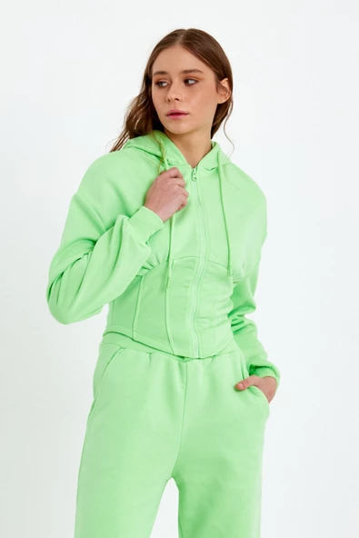 Kadın Korse Detaylı Sweatshirt Yeşil