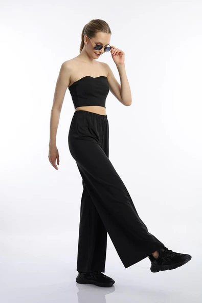 Kadın Allegro Kumaş Oversize Pantolon Siyah - 3