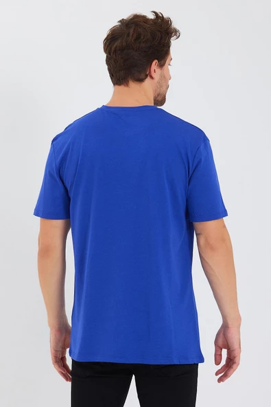 Erkek Pamuk Modal Oversize T-shirt Saks - 5