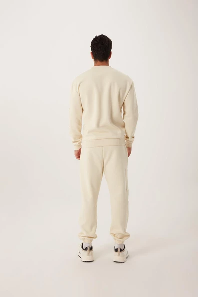 Erkek Fermuar Detaylı Sweatshirt Ekru - 3