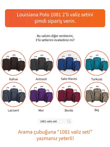 Büyük ve Orta Boy Valiz Seti 4 Teker Kumaş Valiz Siyah 1081 - 8